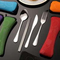 Portable Travel Utensils Set Travel Camping Cutlery Set Stainless Steel Reusable Cutlery Kit For Lunch Box Workplace Camping