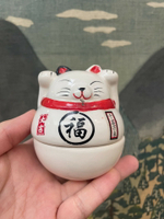 日本不倒翁招財貓，招財貓置物擺飾，陶瓷招財貓