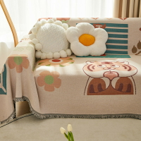 美式沙發套罩單雙三人位沙發墊毯巾動漫沙發全蓋佈棉線毯