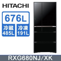 【HITACHI 日立】676公升日本原裝變頻六門冰箱RXG680NJ-琉璃黑(XK)