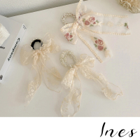 【INES】蝴蝶結髮圈 珍珠髮圈/唯美復古浪漫蕾絲蝴蝶結珍珠髮圈 髮繩(5款任選)