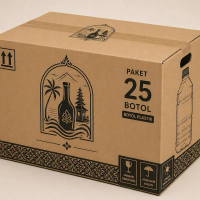 25 botol plastik 600ml tutup hitam
