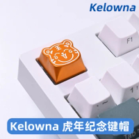 Kelowna Tiger Theme Keycaps Gold Color CNC Aluminum Oxide R4 Cherry Profile Height for Mechanical Keyboard GK61 Anne Pro 2