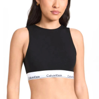 【Calvin Klein 凱文克萊】High Neck Unlined Bralette 新款棉質露背背心 無墊運動內衣/CK內衣(黑)