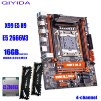 QIYIDA x99 Motherboard kit LGA2011-3 Xeon E5 2666 V3 2*8GB DDR4 3200 NON-ECC 4 channels NVME USB3.0 E5 H9