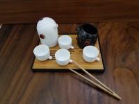 Black White Leaf Tea Set | barang Fengshui | Tea Set | FS for Life