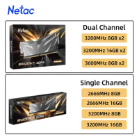 Netac DDR4 8GB 16GB Memoria Ram DDR4 2666 3200 3600 Memory Desktop Dimm with Heat Sink XMP for PC