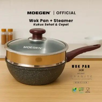 MOEGEN Wok Pan 24cm Granite plus Steamer / Dandang