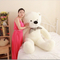 lovely huge bear toy plush toy cute big eyes bow stuffed bear toy teddy bear birthday gift white 160cm
