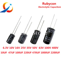 10pcs Rubycon Electrolytic Capacitors 6.3V 10V 16V 25V 35V 50V 63V 100V 400V 450V 1UF 10UF 22UF 47UF 220UF 470UF 1000UF 2200UF