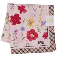 【DAKS】新款花叢景簇DAKS字樣帕領巾(粉色)