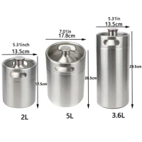 2/3.6/5L Stainless Steel Mini Beer Keg Pressurized Growler for Craft Beer Dispenser System Home Brew Brewing