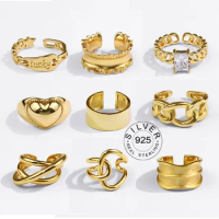 s925 18K Gold Ring Women's vintage gold bump engagement ring