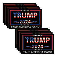 10sheets Reflective Trump 2024 Sticker, Big Letters Car Decal, President Trump Take America Back Vinyl Sticker For Bumper Car