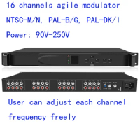 free shipping SK-16A 16 in 1 16-channel cable TV agile analog modulator, AV to RF, hotel factory TV front-end equipment