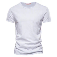 Hawaii Men's Casual Short Sleeve T-shirt 100% Cotton 9 Colors Summer Sports Clothing Top S-5XL High Quality Solid Color T-shirt