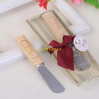 Stainless Steel Spreader with Wine Cork Handle Butter Knife Wedding Favor Gifts with Box