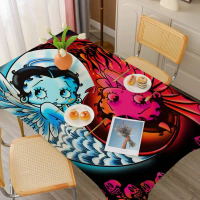 {MIMI}   B-Betty Doll B-Boop Girl Tablecloth Themed Indoor Outdoor Picnic Party Tablecover Kitchen D