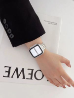 全城熱賣 - 適用蘋果iWatch手錶錶帶s10實心9不銹鋼AppleWatch錶帶夏金屬男女星光銀錶帶+秒變ultra殼【42mm】適用iWatch 10代