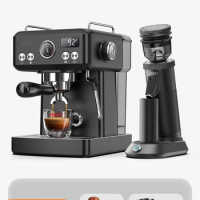 HiBREW Semi Automatic Espresso Cappuccino Coffee Machine Temperature Adjustable 58mm Portafilter Coffee Maker Metal H10A Black