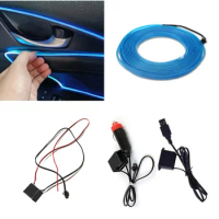 1M/2M/3M/5M Car EL Wire Neon LED Strip Light For Flexible Tube Rope Lights Ambient Lamp Auto Accessories