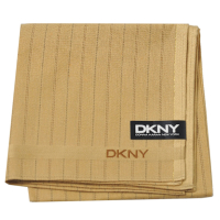 DKNY 品牌字母LOGO直紋金蔥帕領巾(卡其色系/48CM)
