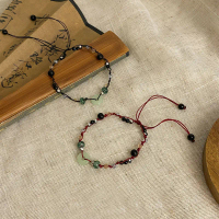 Gelang rajut klasik retro Gelang gaya Tionghoa baru Gelang rajut pasangan buatan tangan Liontin batu