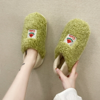 韓國小清新簡約毛毛鞋女包跟厚底防滑軟底家居女棉鞋兩雙涼拖鞋子
