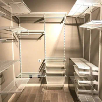 Open metal wardrobe cloakroom walk-in combination bedroom wardrobe wall grid assembly storage room
