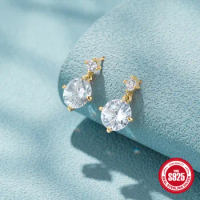 CANNER Diamond Setting Stud Earrngs Sterling Silver For Women Tud Earrings Zircon Set Of Earrings Party Anniversary Aros