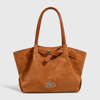 Alo Suede‑Texture Tote Bag Women Y2K Retro Faux‑Leather‑Buckle Commuter Shoulder Handbag