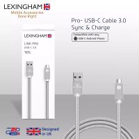 Travel Blue Lexingham USB-C 3.0 Cable Premium Metallic Casing Braided Nylon for Samsung, Huawei, Xiaomi L5760 - Silver