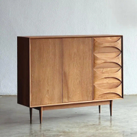 Sideboard Bufet Minimalis Retro Kayu Jati Solid 4 Laci
