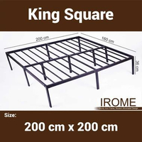 Irome Bed Frame Dipan Besi Minimalis Anti Karat 4 Ukuran Single Queen King King Square 200 CM
