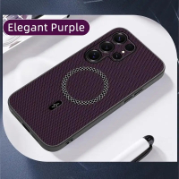 For Samsung S26 Ultra Magnetic Leather Phone Case 3D Textured Finish Ultra-Thin Bare Feel Case