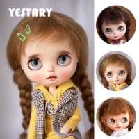 YESTARY BJD Blythe Doll Mohair Wigs Doll Accessories Teddy Brown Double Ponytail Long Hair With Bangs Blythe Dolls Girls Gifts