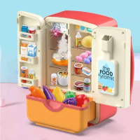 Kids Toy Fridge Refrigerator Accessories With Ice Dispenser Role Playing Appliance For Kids Kitchen Set Food Toys For Kids Gift