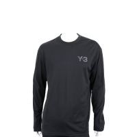 Y-3 基本款黑色圓領棉質長袖T恤