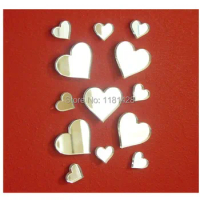MEYA Heart Small Mirror Sticker ,DIY Craft&amp; Scrapbooking Accessory Mirror Sticker , Mix Size And Colors