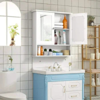 Bathroom cabinet wall mounted storage cabinet, bathroom furniture organizer, bathroom cabinet with double mirror door