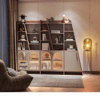 Bookshelf Floor to Floor Storage Shelf Creative Solid Wood Display Office Study Combination Nordic Integrated Wall Bookcase