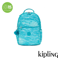 Kipling (網路獨家款) 湖水綠水波紋印花機能手提後背包-SEOUL