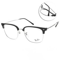 【RayBan 雷朋】木村拓哉代言同款 方框紳士眉框 光學眼鏡(黑 銀#RB7216F 2000-53mm)