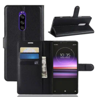 XZ4 or Xperia1 Case for Sony Xperia 1 (6.5inch) Cover Wallet Card Stent Book Style Flip Leather Protect black SO-03L J8110 SOV40