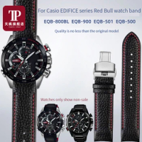 Leather Watch Strap 22mm for Casio watch EDIFICE EQB-800BL 900 501 500 Racing Curved Interface Brace