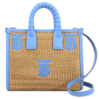 BURBERRY  Freya 電繡品牌LOGO手提斜背兩用小托特包/紙袋包(藍邊)