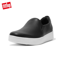 【FitFlop】RALLY LEATHER SLIP-ON SKATE SNEAKERS 易穿脫時尚休閒鞋-女(黑色)