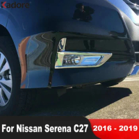 For Nissan Serena C27 2016 2017 2018 2019 Chrome Car Front Fog Light Lamp Cover Trim Tail Foglight Bezel Trims Accessories