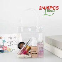 2/4/6PCS Transparent PVC Handbag Christmas Gift Packaging Bags With Handles Shopping Travel Clear Tote Jelly Bag Shoulder Makeup