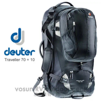 【德國 Deuter】Traveller 70+10L 自助旅行背包/子母包.登山背包.露營背包.自行車背包.休閒背包_3510115 黑/灰